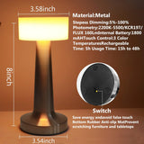 LED Table Lamp – Rechargeable Cordless Desk Lamp with Touch Control, 3 Color Dimmable Light for Bedroom, Office & Study