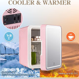 4L Vanity Mirror LED Portable Mini Fridge – Makeup & Skincare Refrigerator with LED Mirror for Bedroom, Office & Car