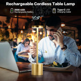 MASUPER Cordless LED Table Lamp – Rechargeable Portable Desk Lamp with 3 Color Stepless Dimming & USB-C Charging