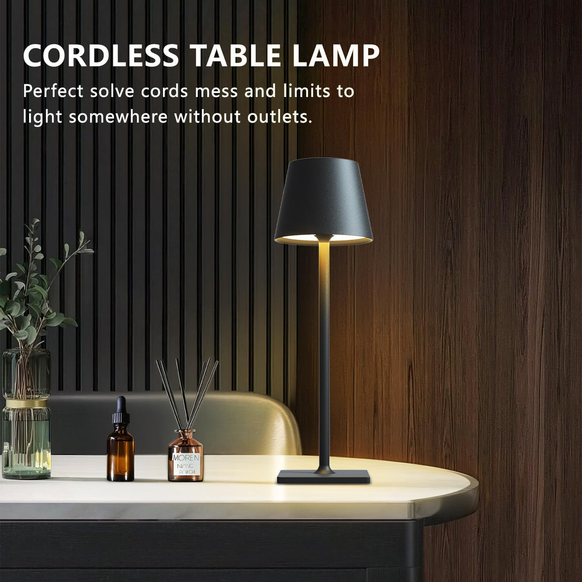 Luxury Metal Rechargeable Tap Lamp – Cordless LED Table Lamp with Touch Control, 3 Color Dimmable Light & USB Charging