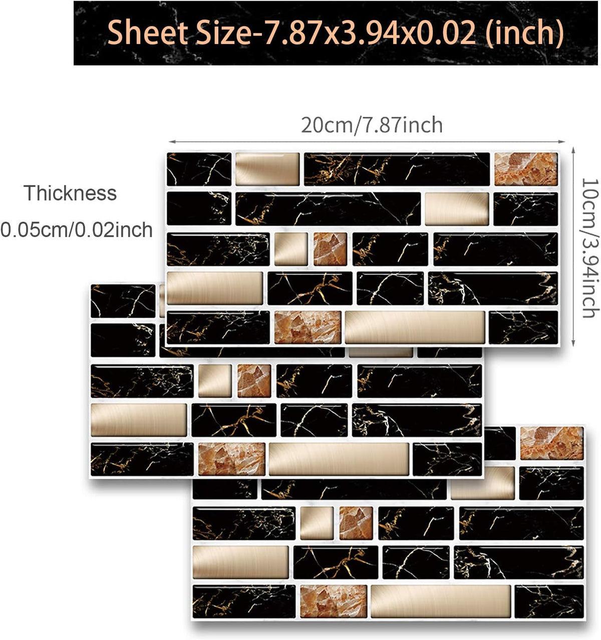 Pack of 24 Self-Adhesive Mosaic Tile Stickers – Waterproof Peel & Stick Wall & Kitchen Décor (7.5 × 4.5 Inch)