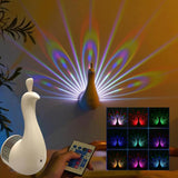 Rechargeable Peacock Projection Lamp – USB LED Sunset Projector Mood Light with Multi-Color Ambient Lighting