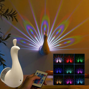 Rechargeable Peacock Projection Lamp – USB LED Sunset Projector Mood Light with Multi-Color Ambient Lighting