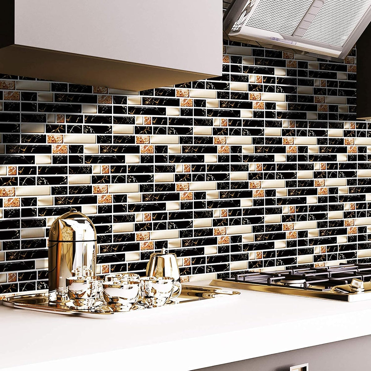 Pack of 24 Self-Adhesive Mosaic Tile Stickers – Waterproof Peel & Stick Wall & Kitchen Décor (7.5 × 4.5 Inch)