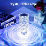 Rechargeable Rose Diamond Table Lamp – 16 RGB Color LED Crystal Lamp with Wireless Remote & Touch Control