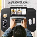 Folding Lap Desk, 23.6 Inch Wood Laptop Bed Desk with Cup Holder, Portable Bed Table for Working Writing Reading & Eating for Bed, Sofa, Couch, Floor - Black