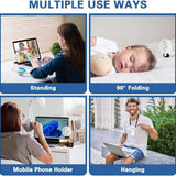 Handheld Mini Fan – Foldable Portable Neck Hanging Fan with 5 Speeds, USB Rechargeable, Display Screen & Phone Stand