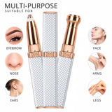 2-in-1 Flawless Facial Hair Remover & Eyebrow Trimmer | USB Rechargeable, Painless & Portable | White