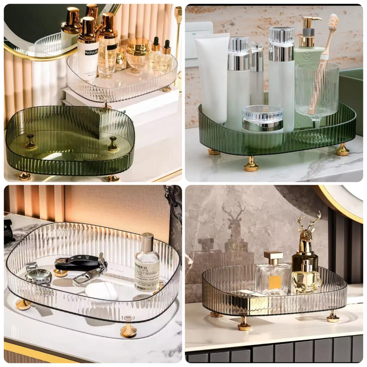 Acrylic Makeup Organizer Tray – Clear Cosmetic Storage Holder for Skincare, Perfume & Vanity Counter