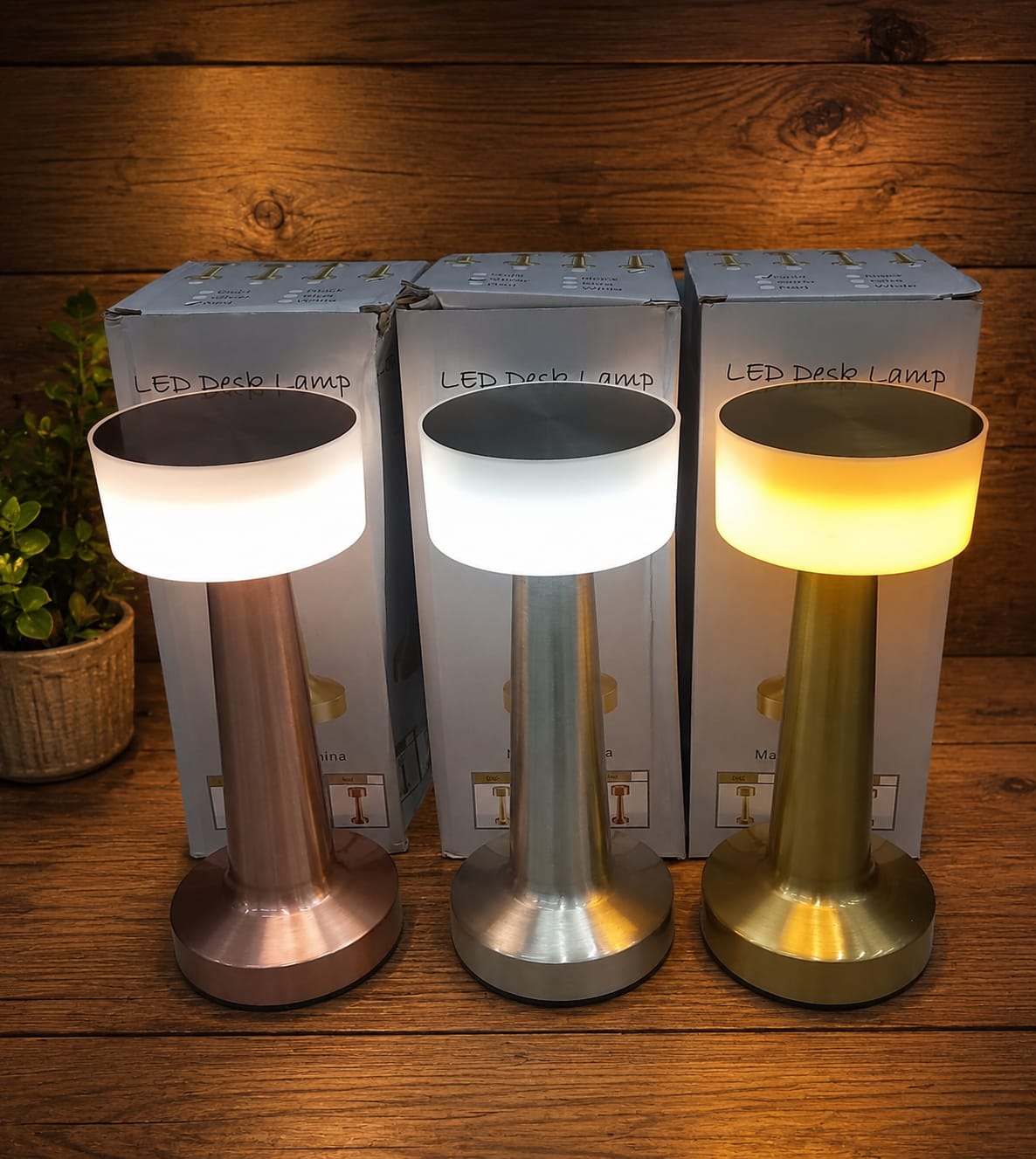 LED Table Lamp – Rechargeable Cordless Desk Lamp with Touch Control, 3 Color Dimmable Light for Bedroom, Office & Study