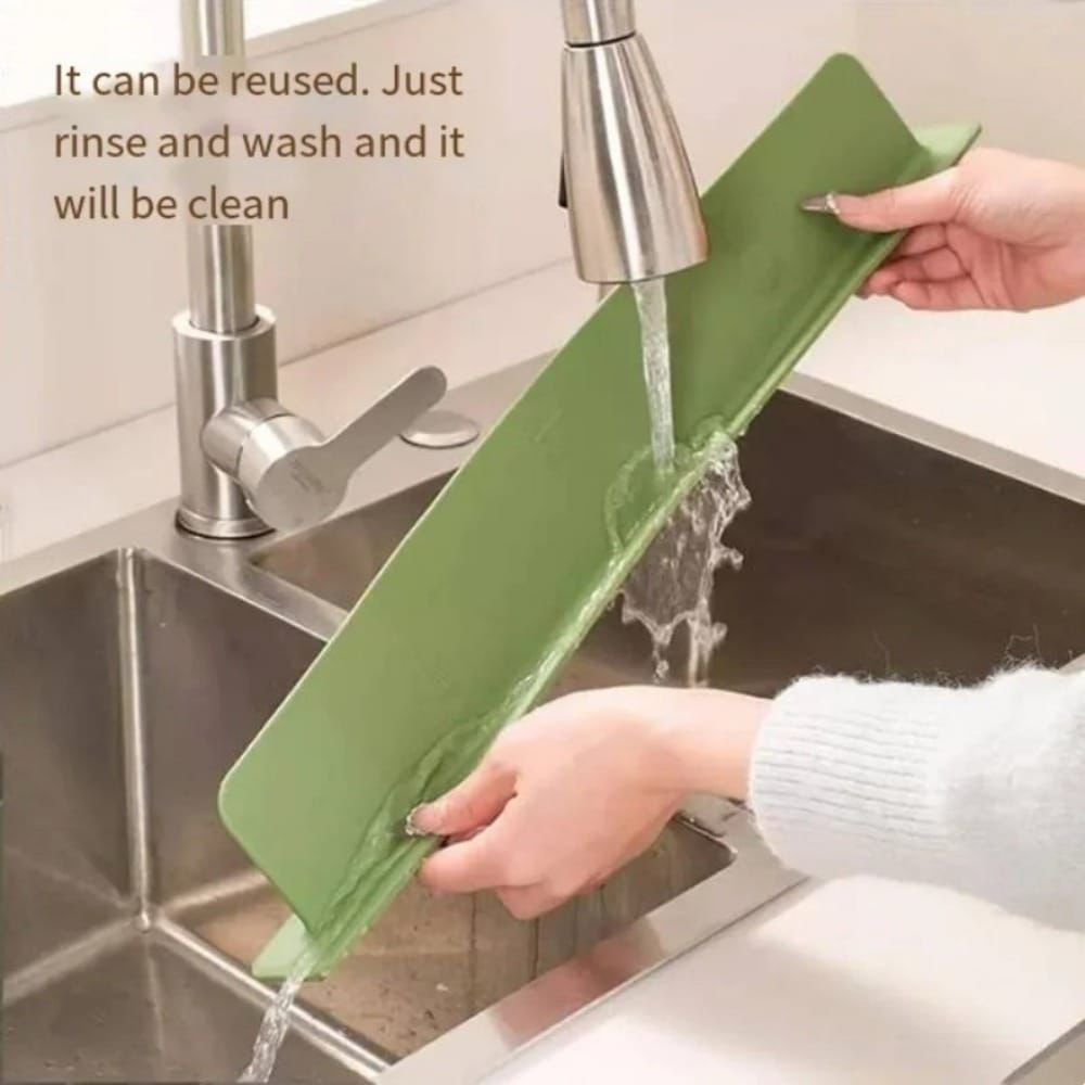 15 Inch Silicone Sink Splash Guard – Kitchen Sink Faucet Splash Guard with Drain Mat & Drying Pad