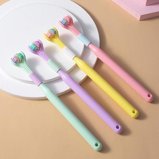 Three Sided Toothbrush – 360° Soft Bristle Toothbrush with Replaceable Brush Heads for Deep & Gentle Cleaning