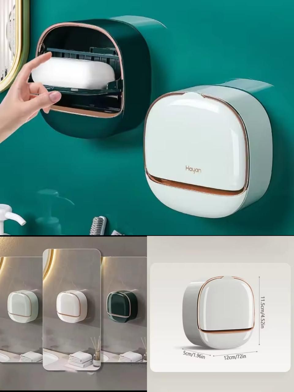 Wall Mounted Soap Box with Lid & Drain Tray – Self-Draining Soap Holder for Bathroom & Kitchen