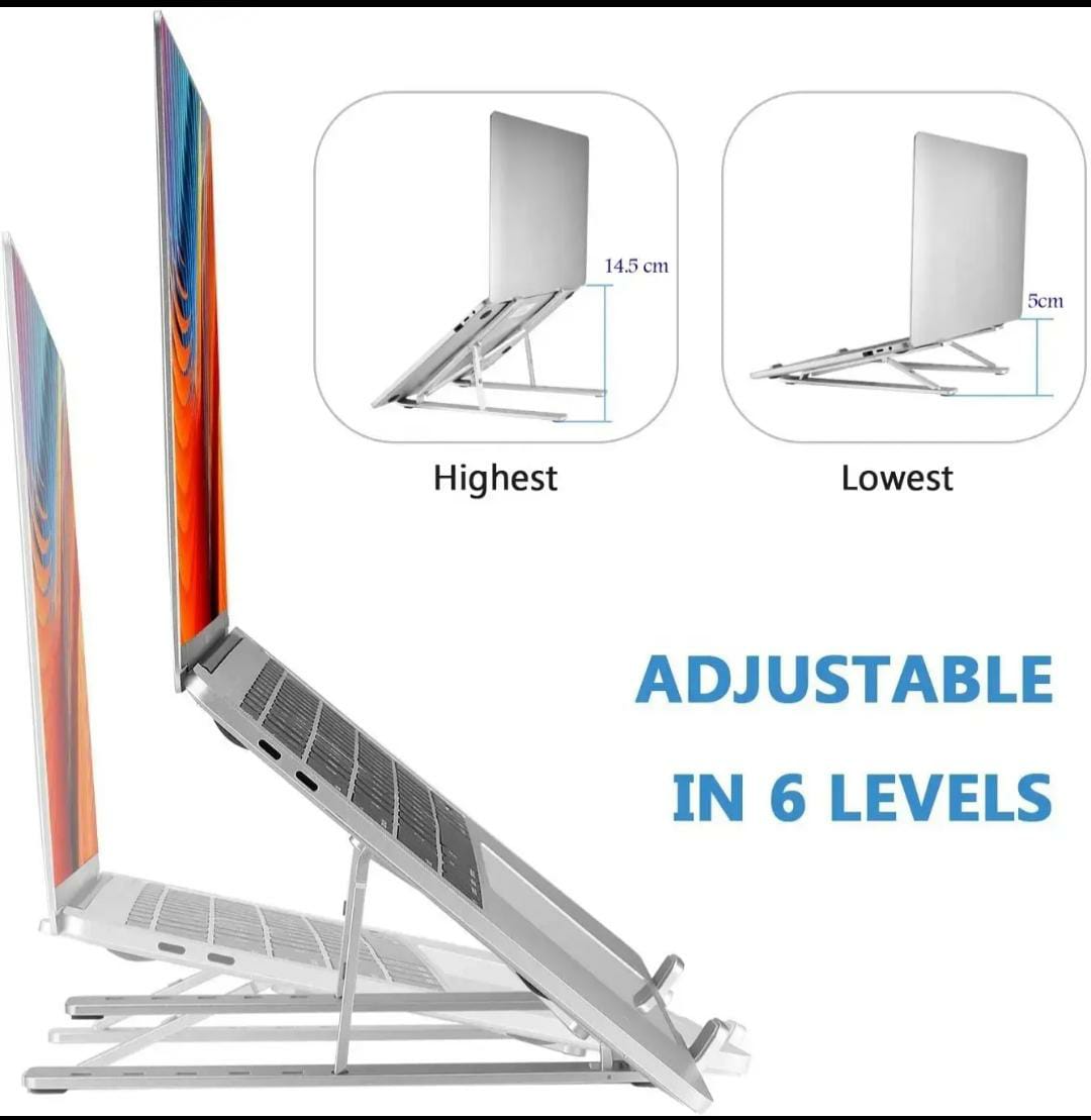 Portable Laptop Stand – Adjustable Foldable Aluminum Laptop Holder for Desk, Office, Home & Travel