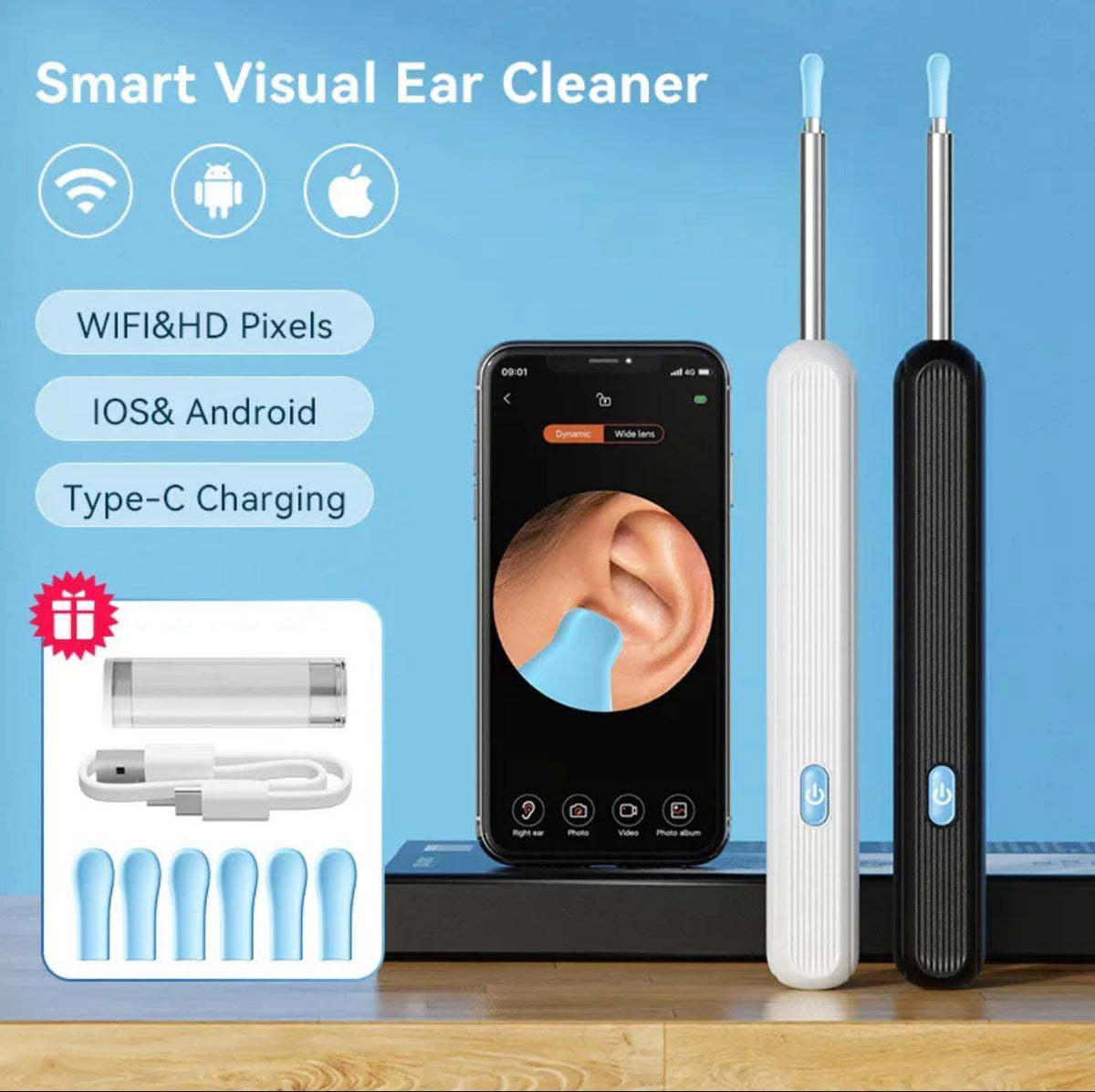 Smart Ear Cleaner with HD Camera & LED Light – Wireless Ear Wax Removal Tool with Precision Cleaning Kit
