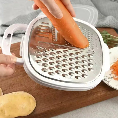 4-in-1 Multi Grater with Storage Case & Plastic Cover – Stainless Steel Vegetable, Cheese & Fruit Grater