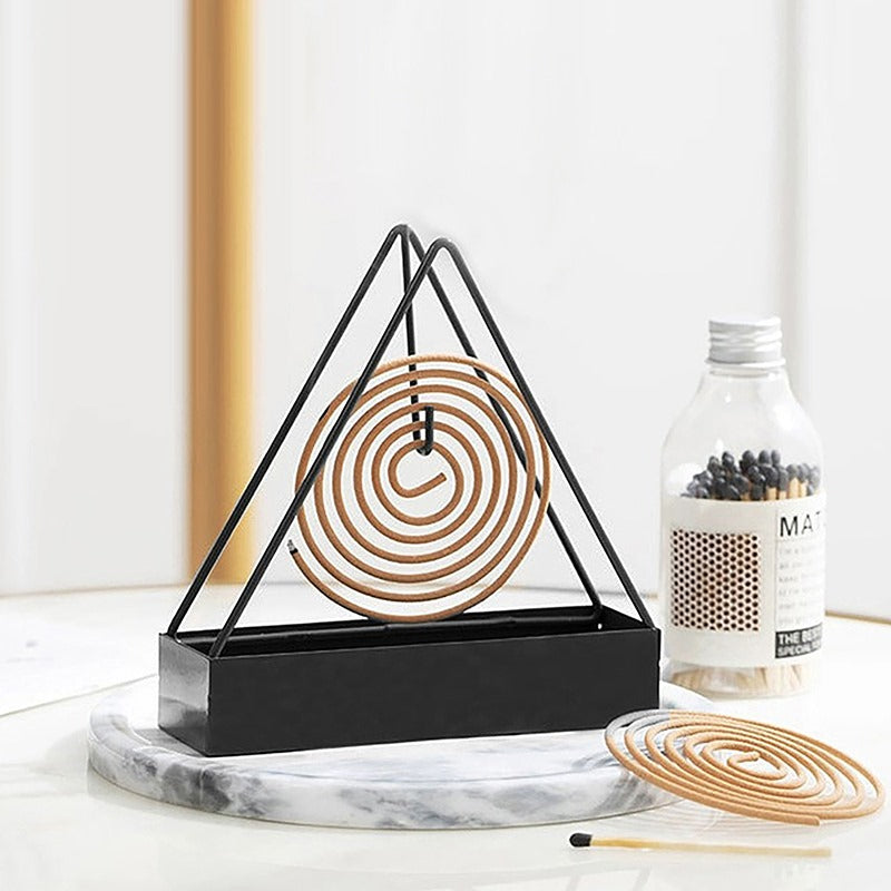 Anti-Scald Mosquito Coil Holder with Tray – Creative Wrought Iron Triangular Mosquito Coil Incense Rack