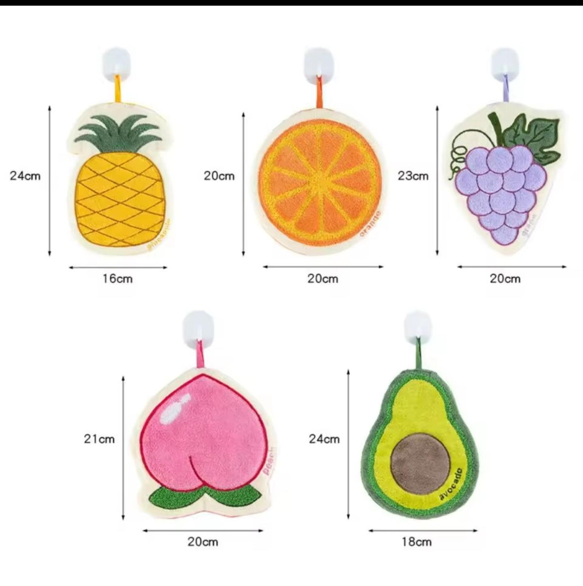 Cute Fruit Absorbent Kitchen Fleece Hanging Towel – Soft Quick-Dry Hand & Dish Towel with Hanging Loop