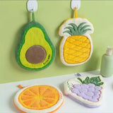 Cute Fruit Absorbent Kitchen Fleece Hanging Towel – Soft Quick-Dry Hand & Dish Towel with Hanging Loop