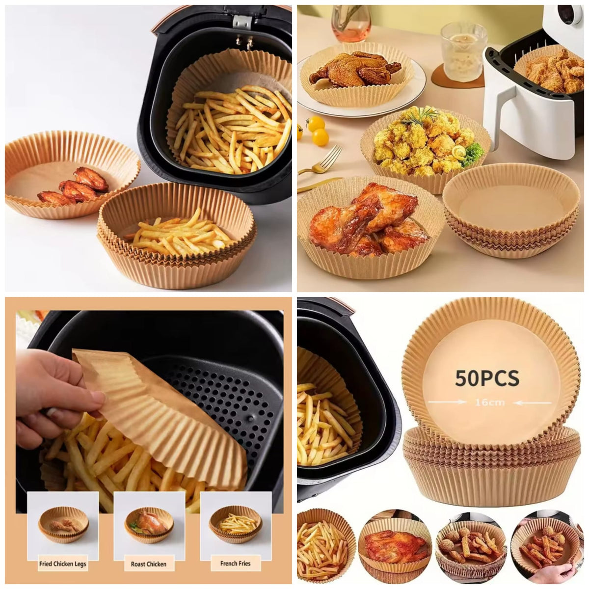Non-Stick Air Fryer Paper Liners – Disposable Oil-Proof Baking Parchment for Air Fryers, Ovens & Steamers