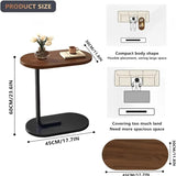 Modern C-Shape Side Table – Portable Laptop & Coffee Table with Metal Frame and Wooden Top for Sofa, Bed & Chair
