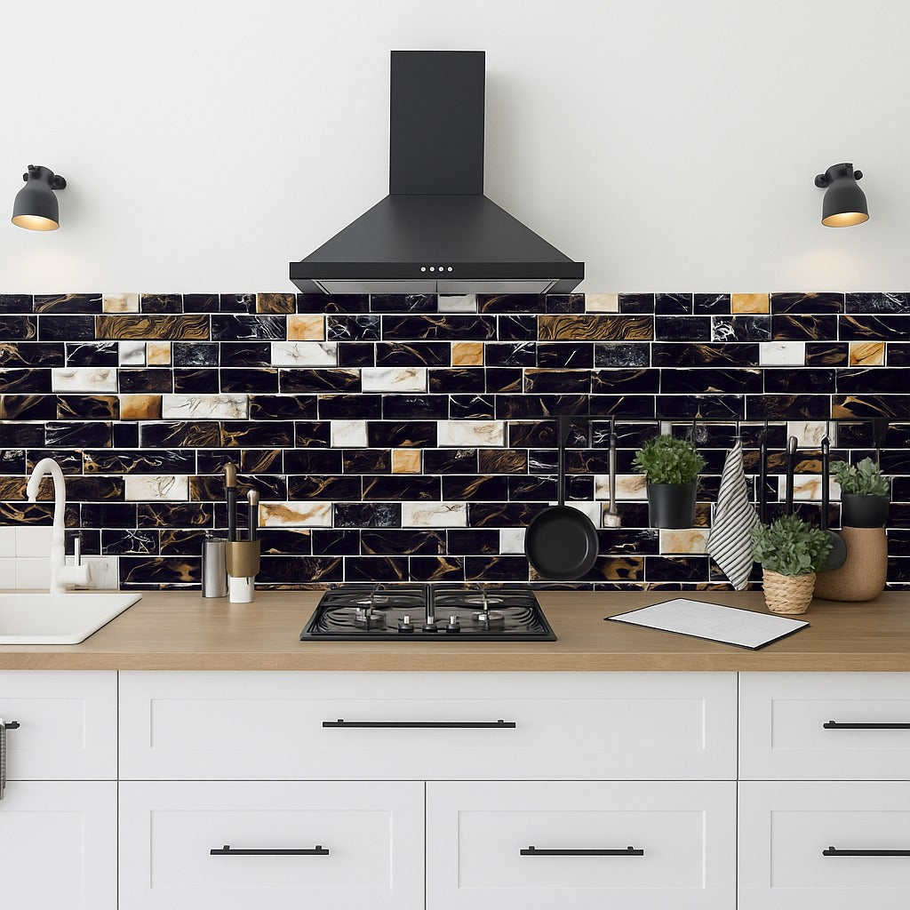 Pack of 24 Self-Adhesive Mosaic Tile Stickers – Waterproof Peel & Stick Wall & Kitchen Décor (7.5 × 4.5 Inch)
