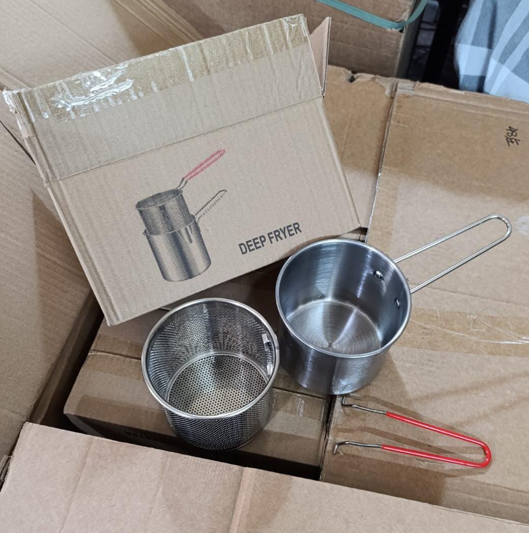 1200ml Stainless Steel Deep Frying Pot with Strainer Basket – Oil Fryer Pot for French Fries, Chicken & Tempura