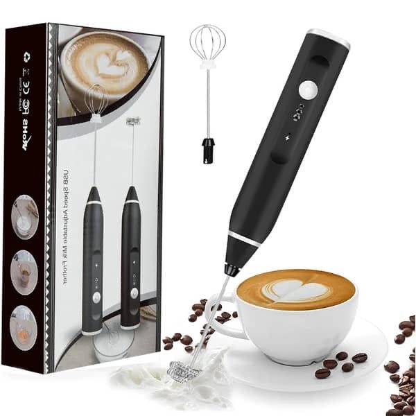 Rechargeable Coffee Beater – USB Electric Milk Frother & Coffee Foam Maker with Foam Packing