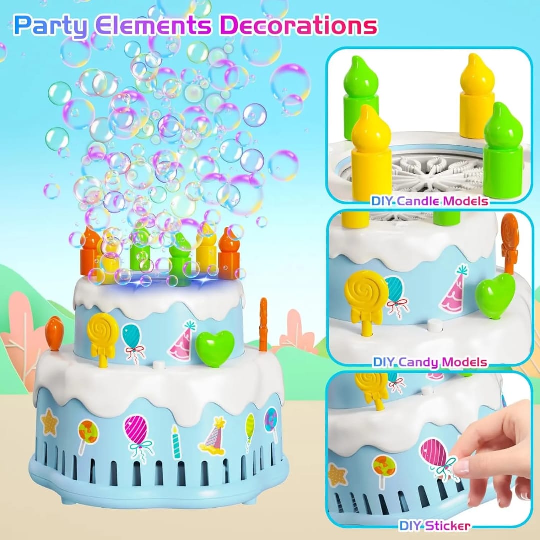 Kids Rechargeable Bubble Cake Machine with Light & Sound – Automatic Bubble Maker Toy for Boys & Girls