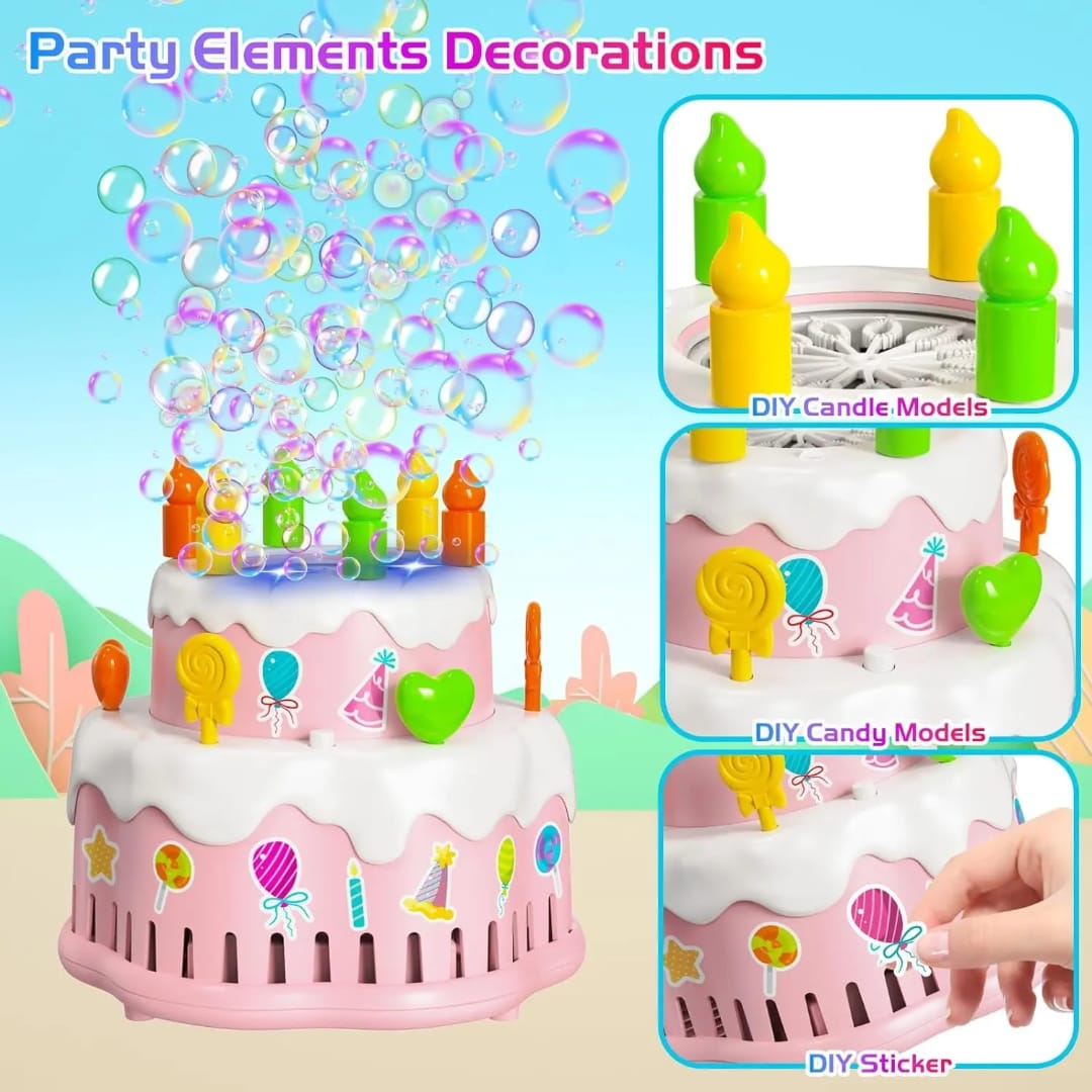 Kids Rechargeable Bubble Cake Machine with Light & Sound – Automatic Bubble Maker Toy for Boys & Girls