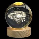 Crystal Ball LED Lamp – 3D Crystal Night Light with Wooden Base USB Rechargeable Home Decor Lamp