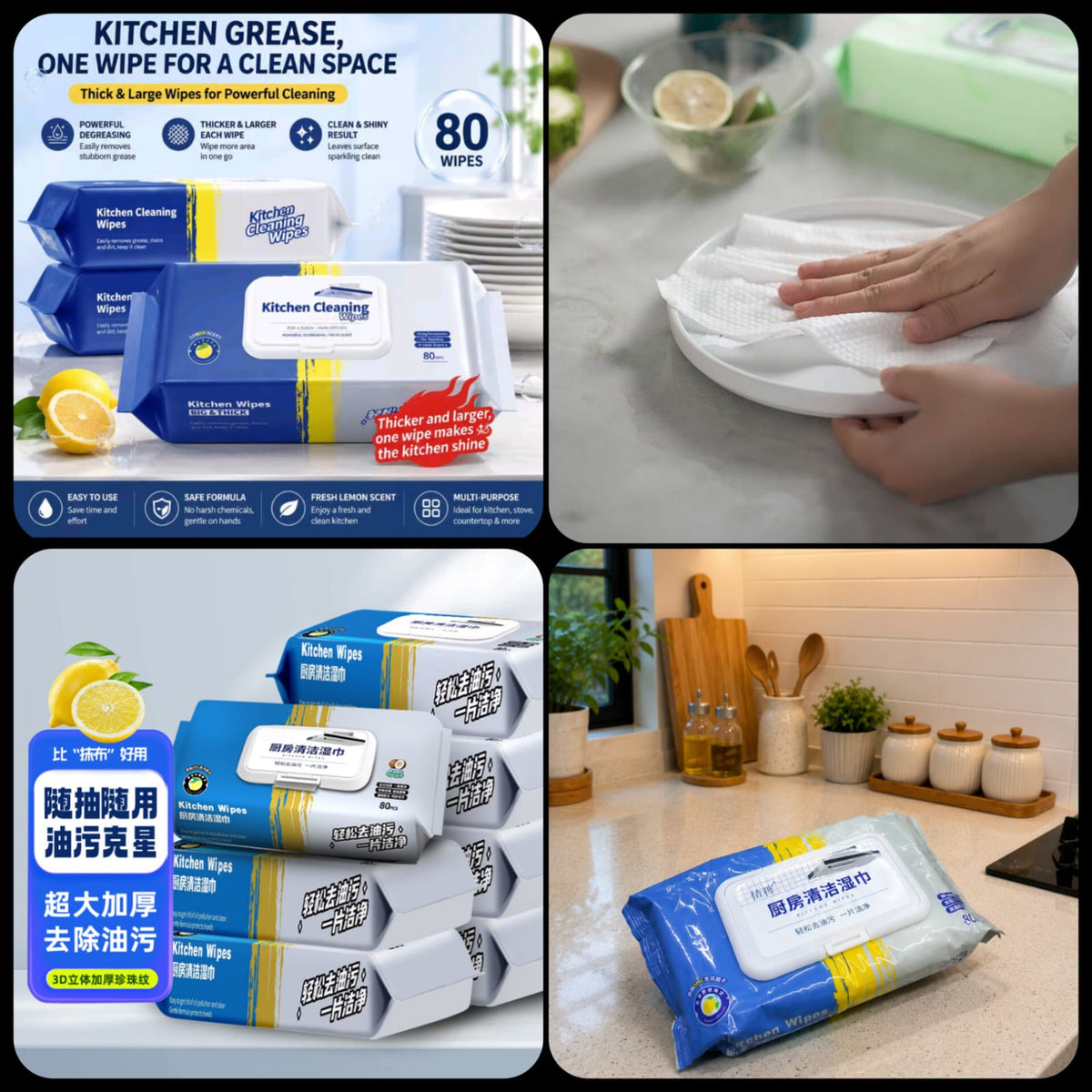 Kitchen Cleaning Mini Wipes – Reusable Multipurpose Cleaning Cloths for Kitchen, Dishes & Household Surfaces