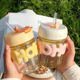 Glass Sipper with Glass Straw – Reusable Borosilicate Drinking Glass for Coffee, Juice, Smoothies & Iced Drinks