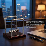 Sealive Newton's Cradle – Large Heavy Duty Steel Balls with Black Base | STEM Educational Desk Toy & Stress Relief Decor