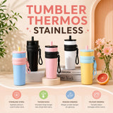 Stainless Steel Vacuum Insulated Bottle with Straw – Leak-Proof Thermos Flask for Hot & Cold Drinks, Travel & Sports