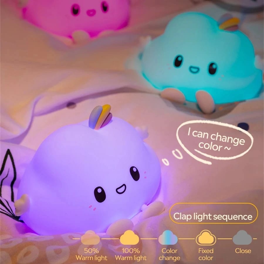 Little Cloud LED Night Light – Soft Silicone Bedside Lamp for Baby & Kids