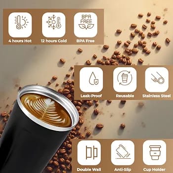 Black Coffee Traveler Mug – Reusable Travel Cup