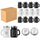 KITOME Salt and Pepper Shakers Set – Ceramic Spice Dispensers with Stainless Steel Lids & Handles, Black & White, 2-Piece Kitchen Dining Set