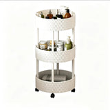 3-Layer Round Trolley Storage Cart with Wheels – Mobile Organizer Rack