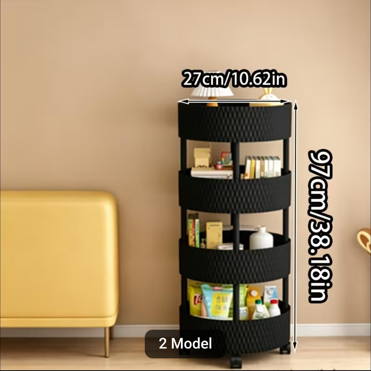 3-Layer Round Trolley Storage Cart with Wheels – Mobile Organizer Rack