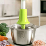 2.0L Premium Meat & Vegetable Push Chopper – 4 Stainless Steel Blades with Stainless Steel Bowl