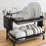 2-Tier Stainless Steel Dish Drying Rack – Premium Kitchen Dish Organizer with Drain Tray (Box Packing)